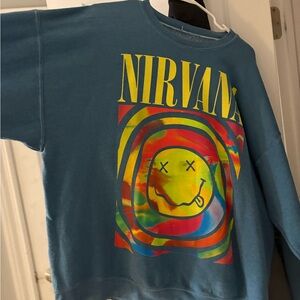 NIRVANA Teal Sweatshirt with Colorful Graphic